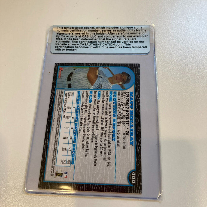 1999 Bowman Matt Holliday Signed RC Baseball Card CAS Certified Auto
