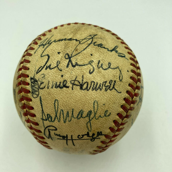 Russ Hodges Harry Caray Ernie Harwell 1953 Giants Broadcast Signed Baseball PSA