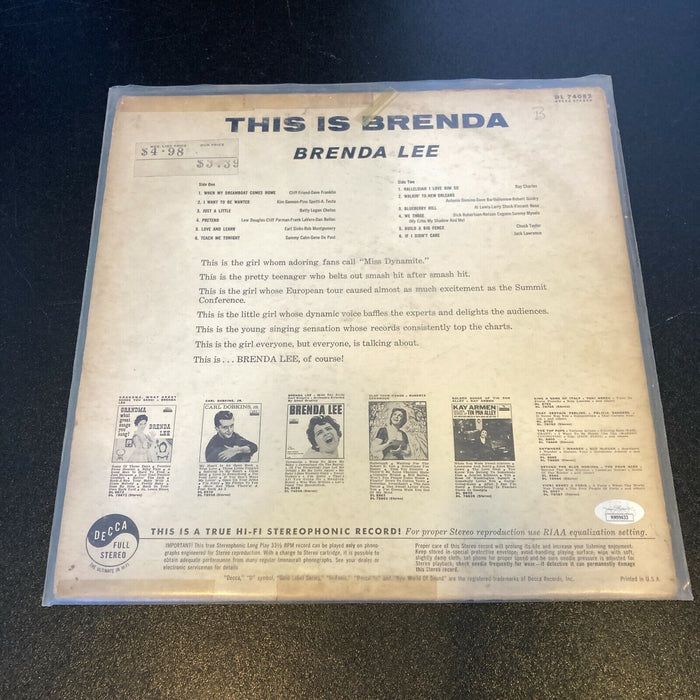 Brenda Lee Signed Autographed Record Album With JSA COA