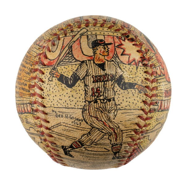 Beautiful Luke Appling Hand Painted George Sosnak Folk Art Signed Baseball