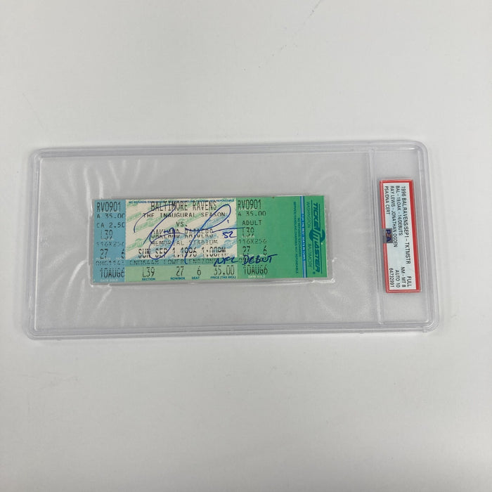 Ray Lewis Signed NFL Debut Full Ticket PSA DNA Auto 10 GEM MINT