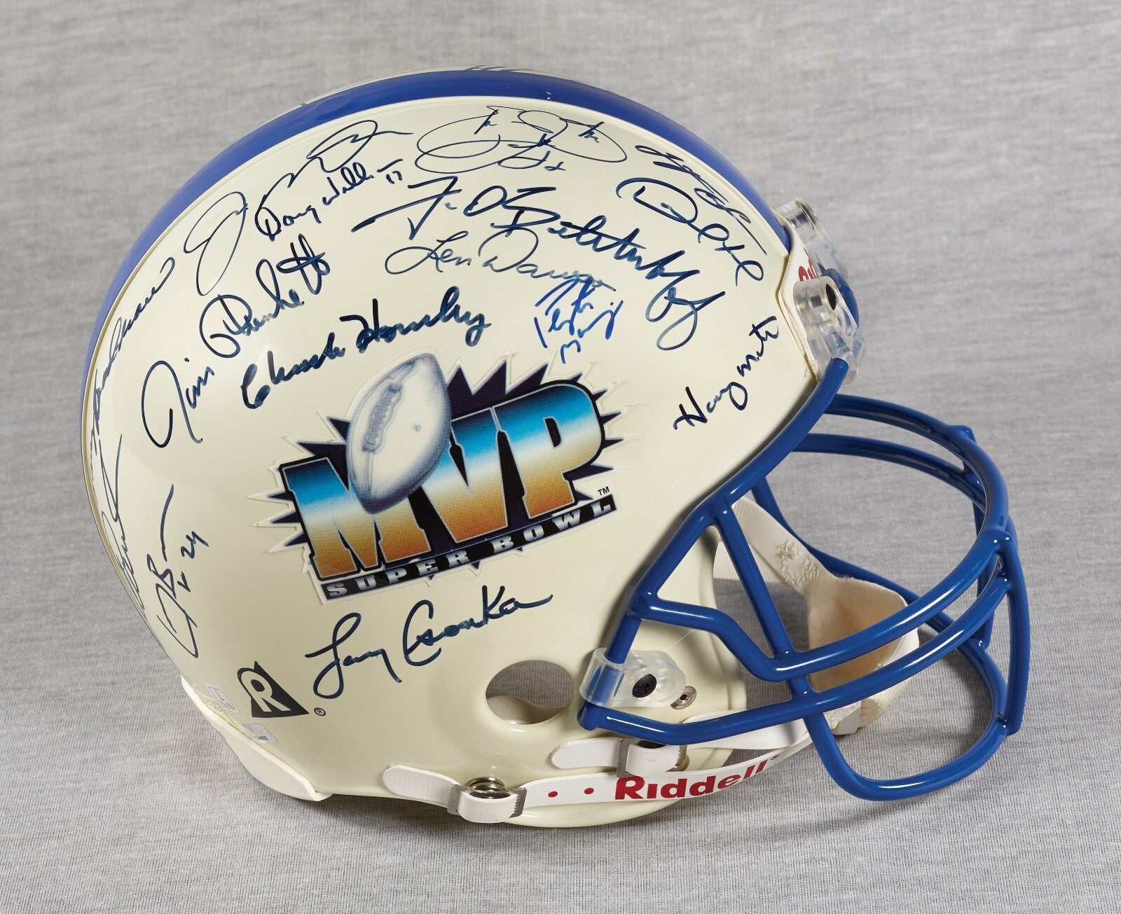 authentic signed football helmets Beautiful Super Bowl MVP's Signed Full Size Authentic Helmet 26 Sigs B — Showpieces Sports