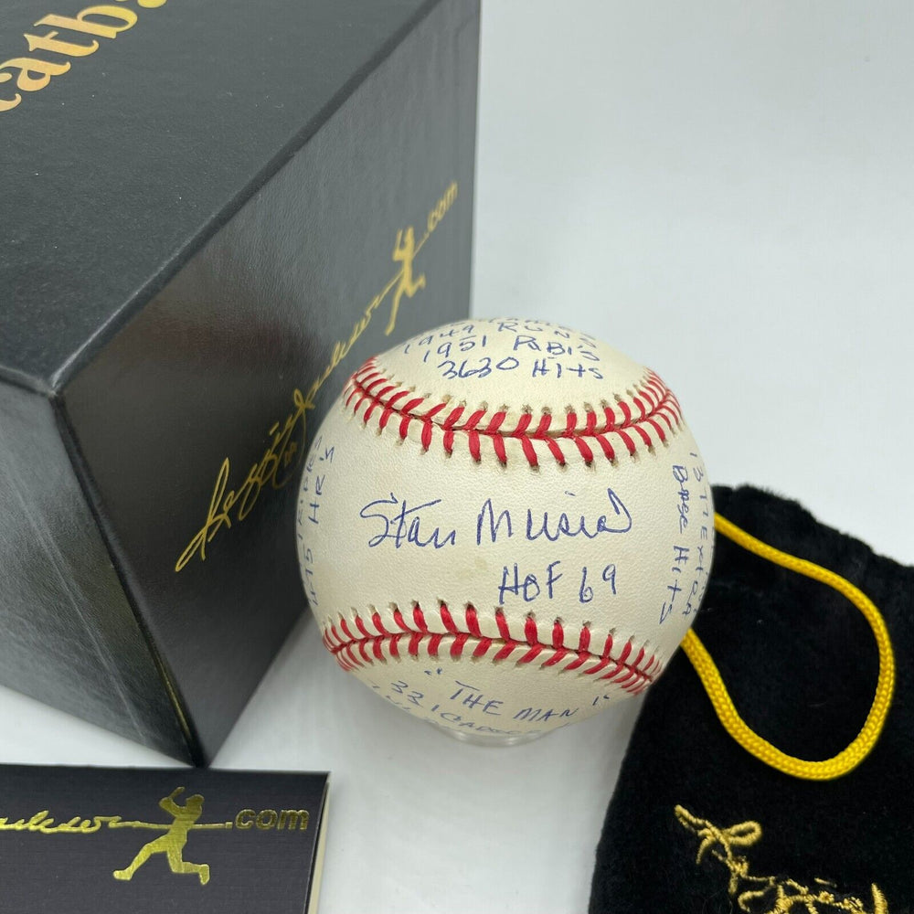 Beautiful Stan Musial Signed Heavily Inscribed Career STAT Baseball RJ COA