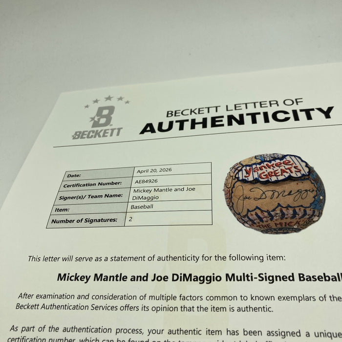 Mickey Mantle & Joe Dimaggio Signed Charles Fazzino Pop Art Baseball PSA RARE