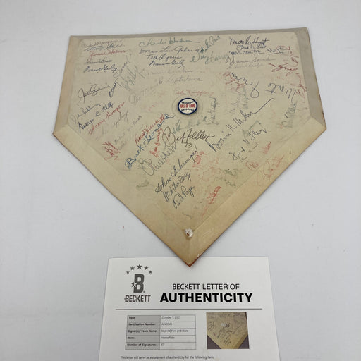Incredible 1970's HOF Multi Signed Home Plate 67 Sigs Satchel Paige Beckett COA