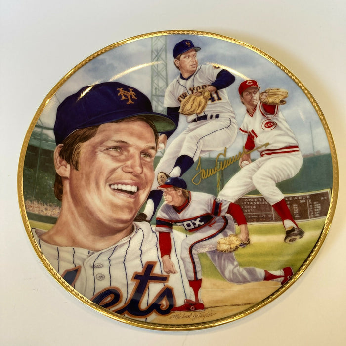 TOM SEAVER AUTOGRAPHED GARTLAN CERAMIC FULL SIZED PLATE JSA COA