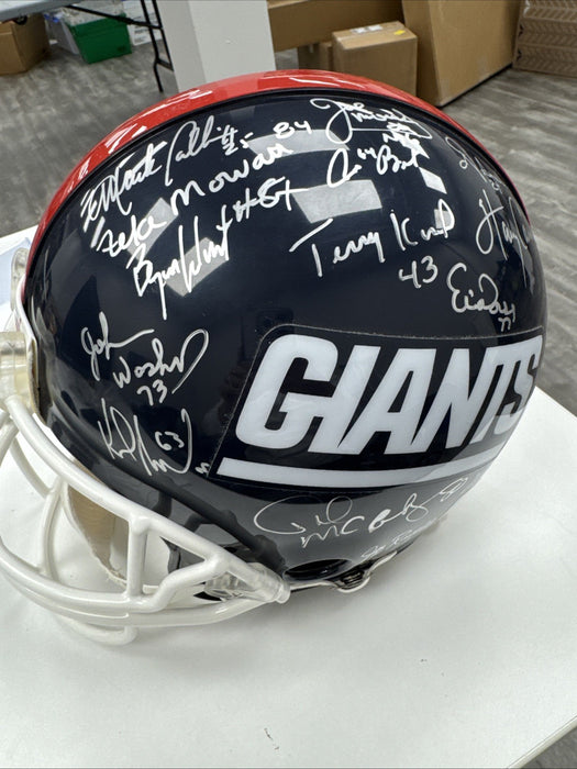1986 New York Giants Super Bowl Champs Team Signed Full Size Helmet Beckett COA