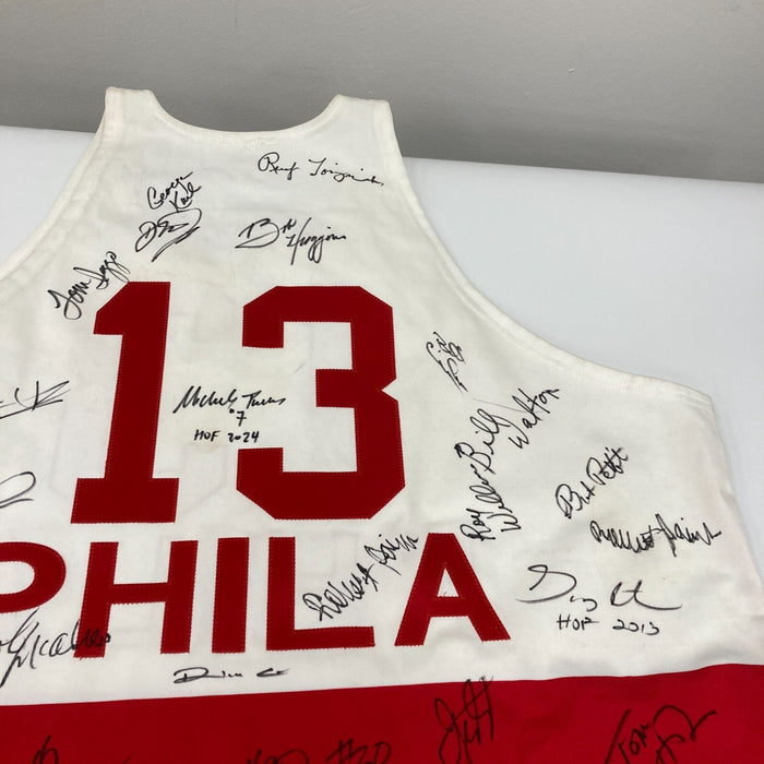 Incredible NBA Hall Of Fame Multi Signed Jersey With 64 Signatures JSA COA