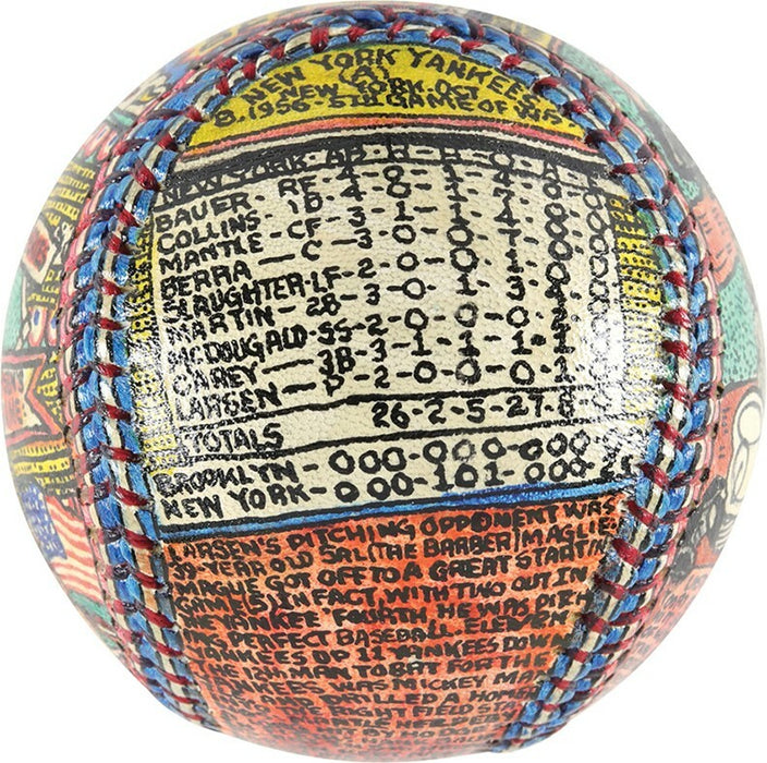 Don Larsen Perfect Game Hand Painted George Sosnak Folk Art Baseball 1/1 Signed