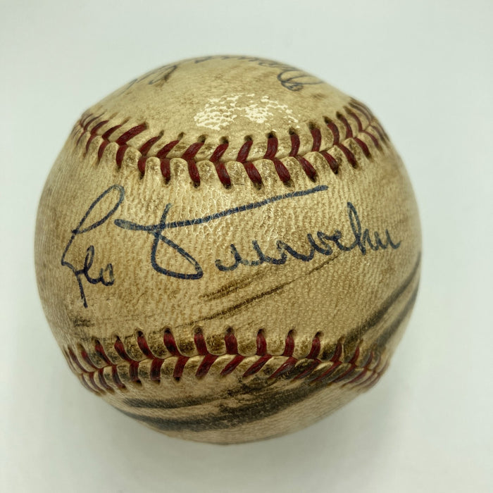 Will Harridge Warren Giles Bucky Harris Hanks Greenberg Signed Baseball JSA COA