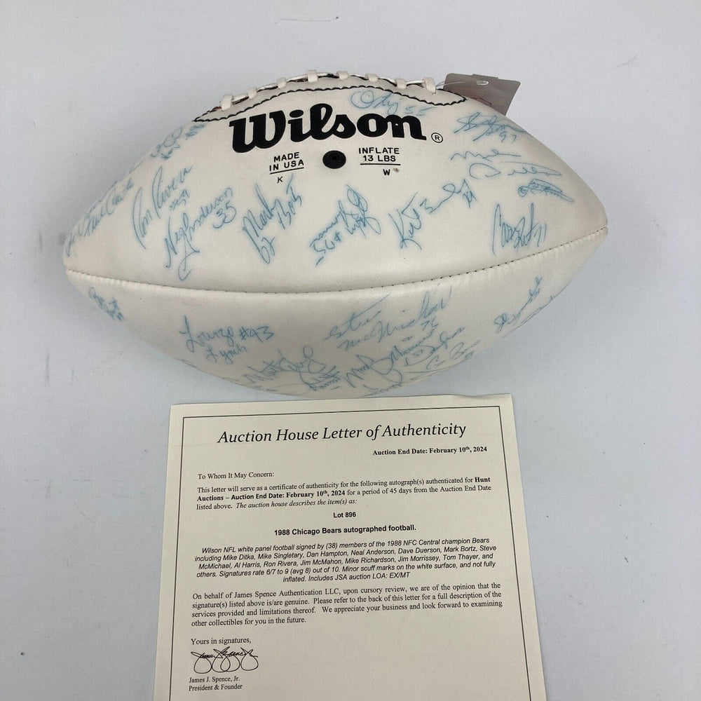 1988 Chicago Bears Team Signed Wilson NFL Football JSA COA