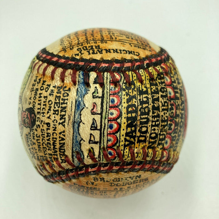 Johnny Vander Meer 2 Straight No Hitters George Sosnak Folk Art Signed Baseball
