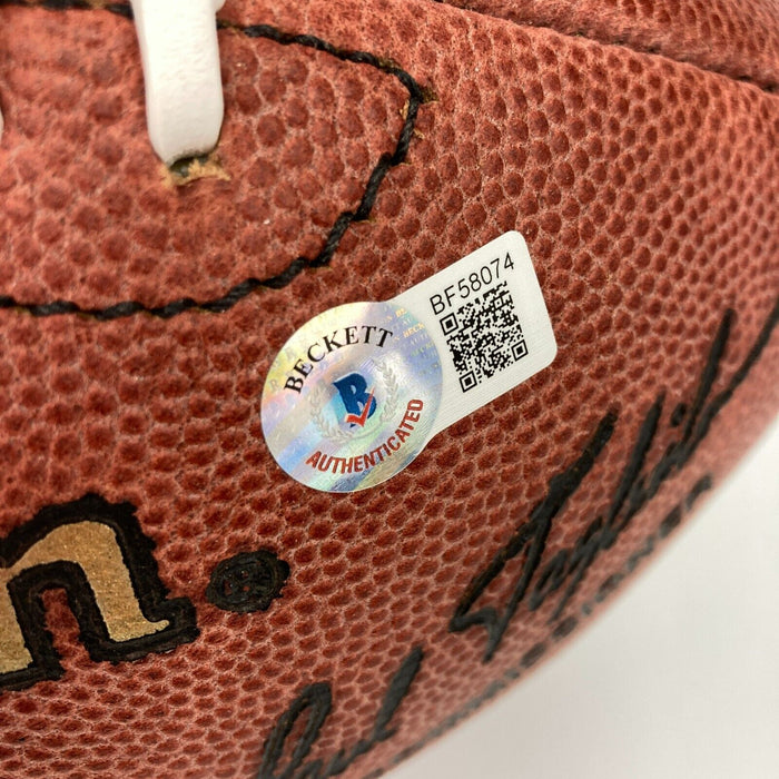 Beautiful Ray Nitschke #66 Hall Of Fame 1978 Signed NFL Game Football Beckett