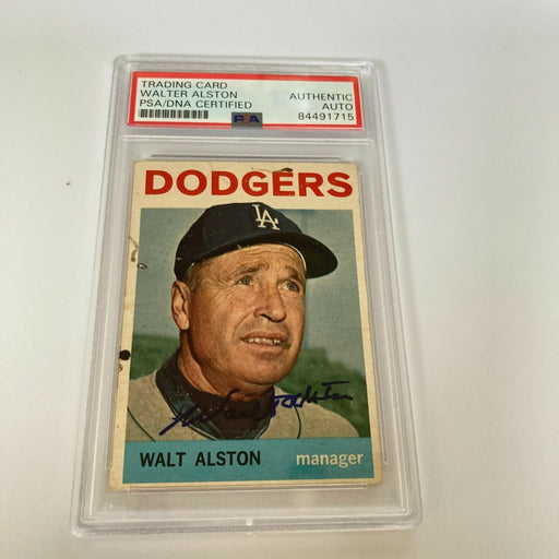 1964 Topps Walt Alston Signed Baseball Card Los Angeles Dodgers PSA DNA COA