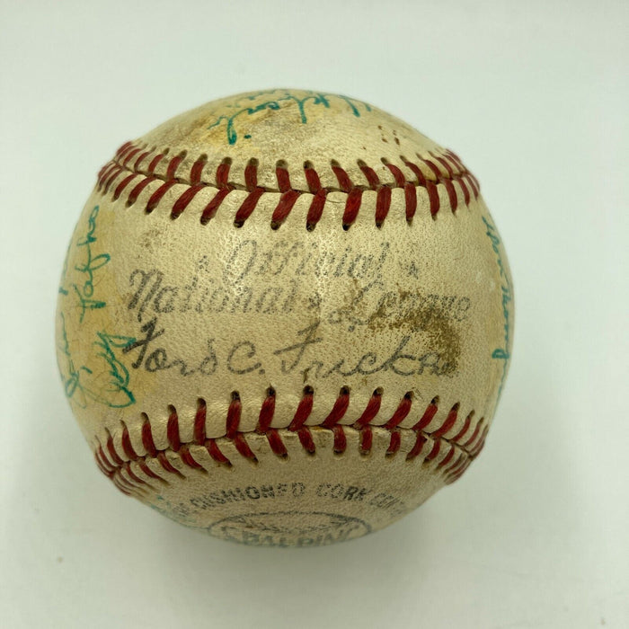 1954 Dodgers VS A's Hall Of Fame Game Team Signed Baseball Chief Bender JSA COA