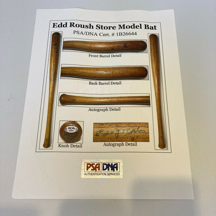 Edd Roush Signed 1928 Game Used Louisville Slugger Baseball Bat PSA DNA COA