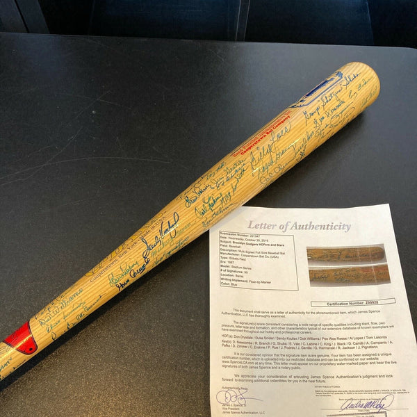 Brooklyn & Los Angeles Dodgers Multi Signed Bat 90+ Sigs! Sandy Koufax JSA COA