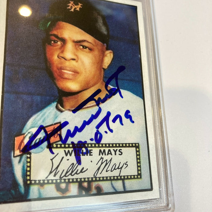 1952 Topps Willie Mays HOF 1979 Signed Autographed RP RC Baseball Card PSA DNA