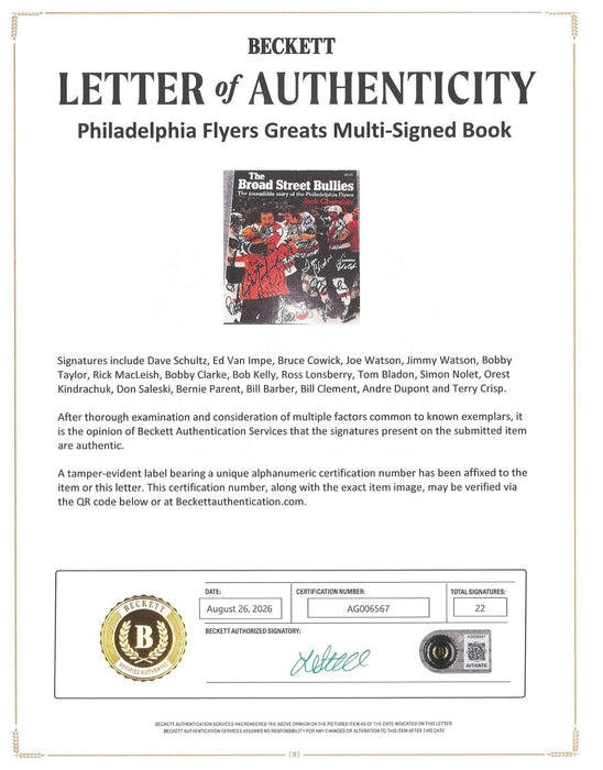 1973-74 Philadelphia Flyers Stanley Cup Champs Team Signed Book Beckett COA