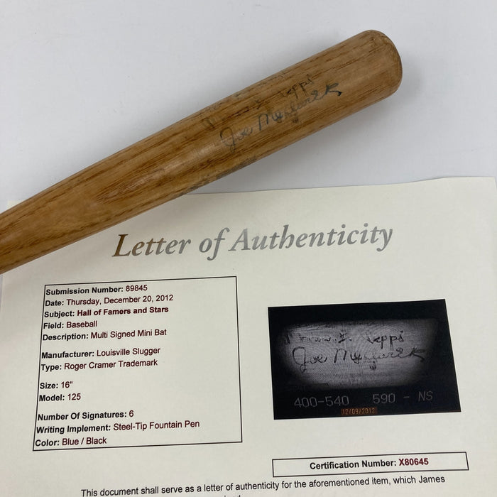 Joe Medwick Signed 1930's Louisville Slugger Mini Baseball Bat JSA COA
