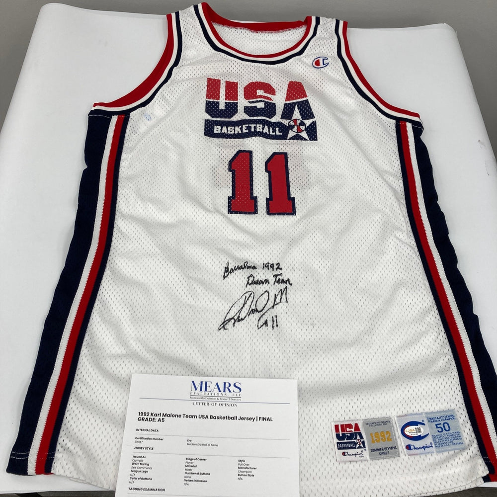 1992 Karl Malone Signed Game Issued Team USA Olympics Jersey MEARS COA & JSA