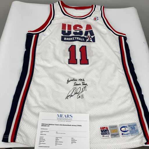 1992 Karl Malone Signed Game Issued Team USA Olympics Jersey MEARS COA & JSA