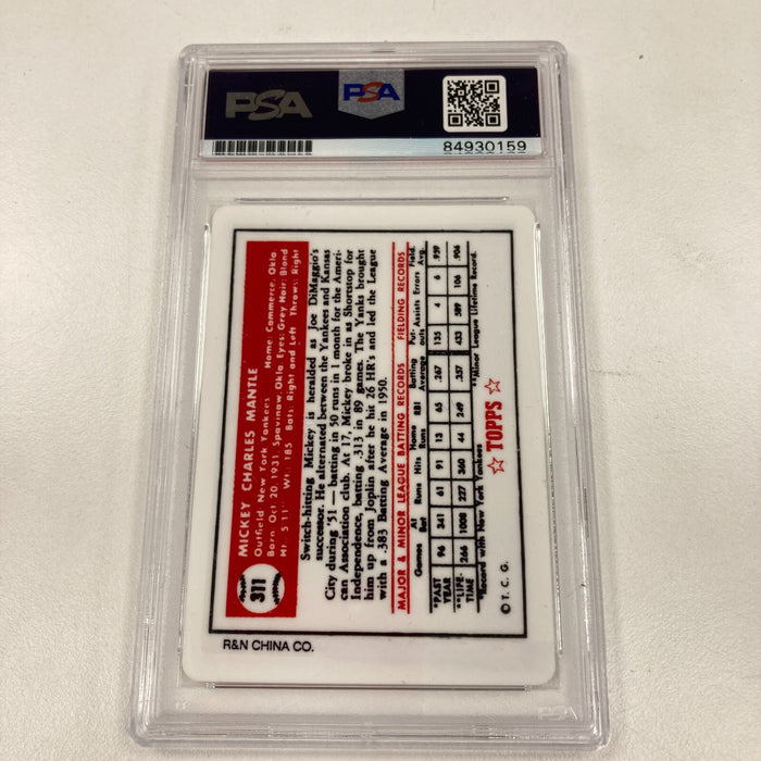 1952 Topps Mickey Mantle Signed Porcelain Baseball Card RC PSA DNA Certified