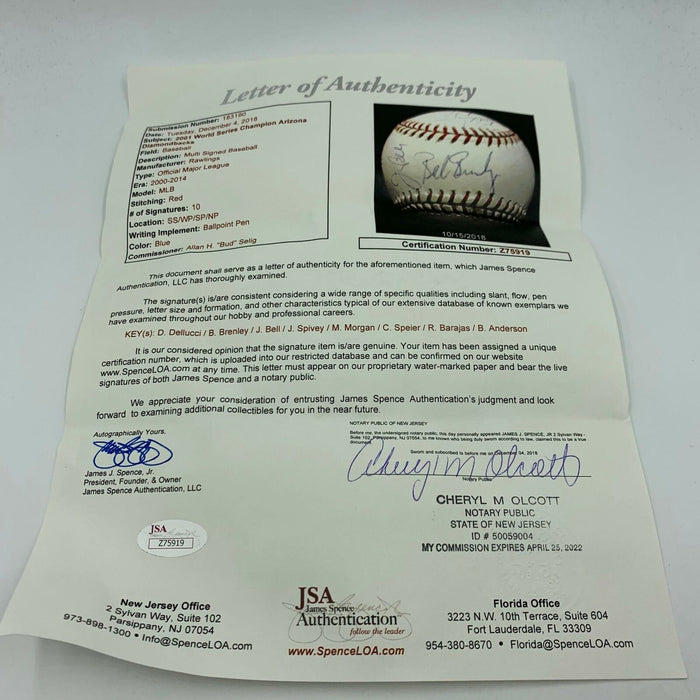 RARE 2001 Arizona Diamondbacks World Series Champs Team Signed Baseball JSA COA