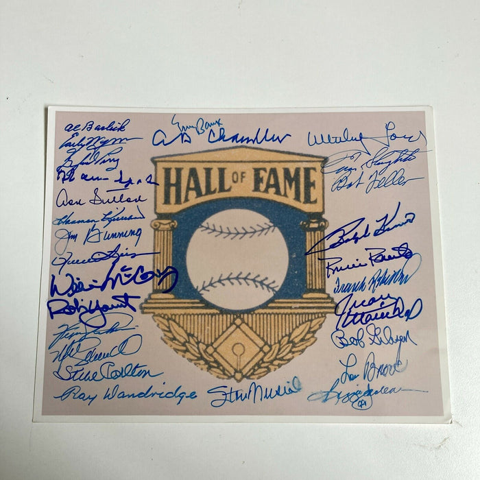 Hall Of Fame Legends Signed Photo 27 Sigs Ernie Banks Stan Musial JSA COA