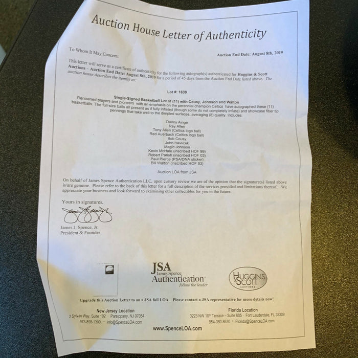 John Havlicek Signed Autographed Basketball With JSA COA