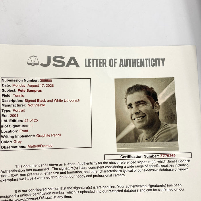 Pete Sampras Signed 2002 The ESPY Collection #21/25 Original Photo JSA COA