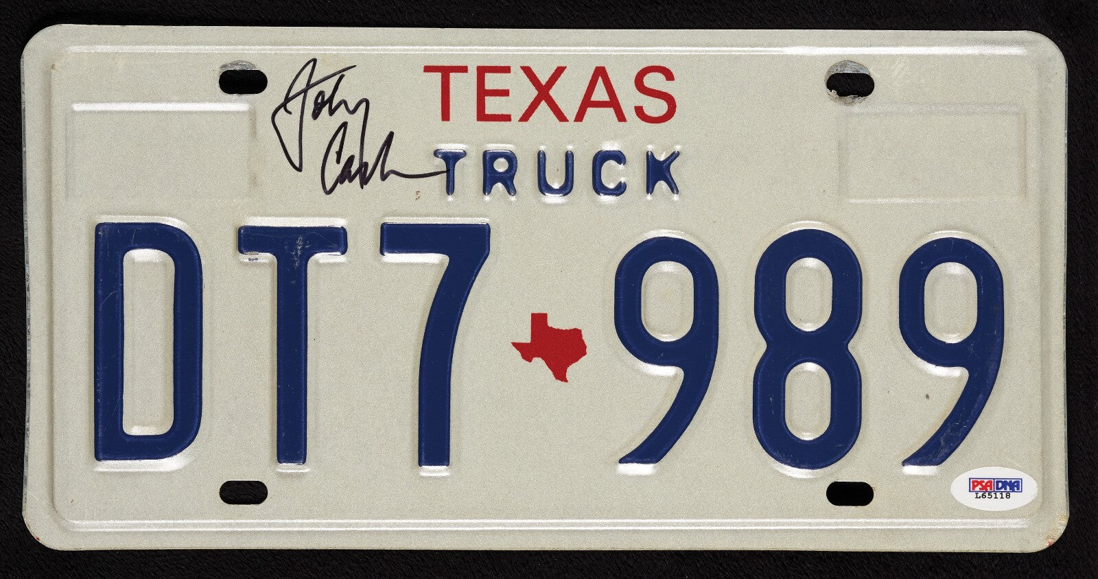Johnny Cash Signed Autographed Texas License Plate PSA DNA COA