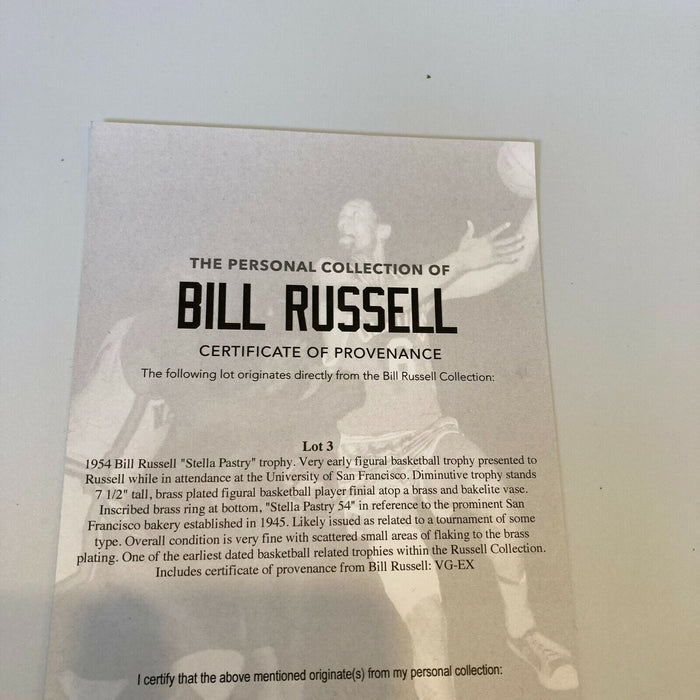 Bill Russell 1954 University Of San Francisco NCAA Basketball Trophy W/COA