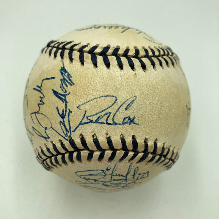 1996 Atlanta Braves NL Champs Team Signed Mickey Mantle Day Baseball JSA COA