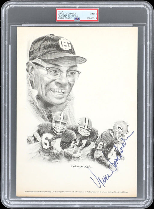 Vince Lombardi Signed 8x10 Photo PSA DNA Graded MINT 9 Green Bay Packers RARE
