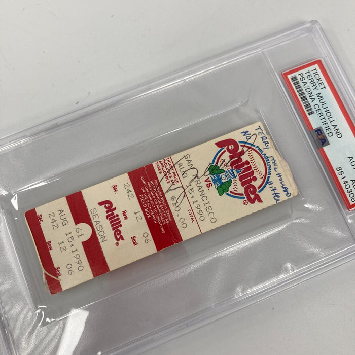 Terry Mulholland Signed No Hitter August 15, 1990 Original Phillies Ticket PSA