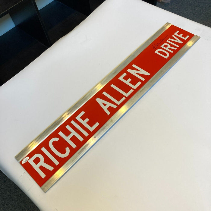 Dick Allen Twice Signed 6x30 Street Sign Richie Allen Drive JSA COA