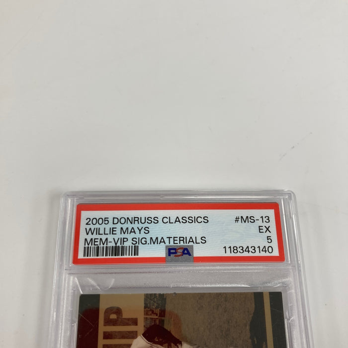 2005 Donruss Classics Willie Mays Auto Game Used Jersey Bat #5/5 PSA