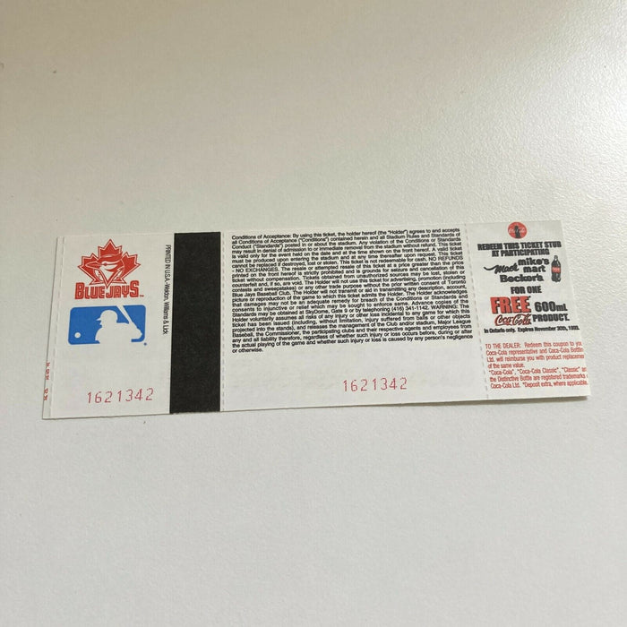 Vernon Wells Blue Jays MLB Debut First Game Original Full Ticket August 30, 1999