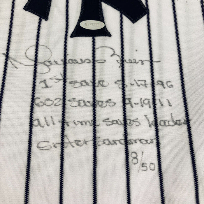 Mariano Rivera Signed Heavily Inscribed NY Yankees STAT Jersey Steiner COA