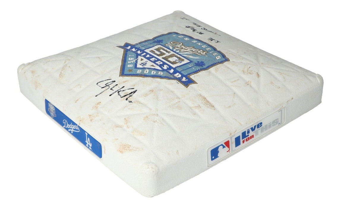 Historic Clayton Kershaw MLB Debut Signed Inscribed Game Used Base Steiner COA