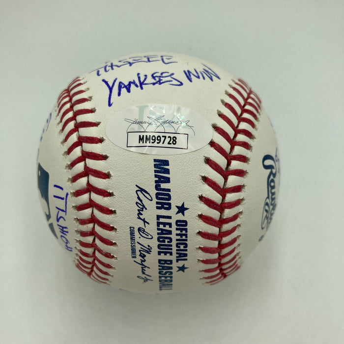 John Sterling Signed Heavily Inscribed STAT Baseball JSA COA RARE!