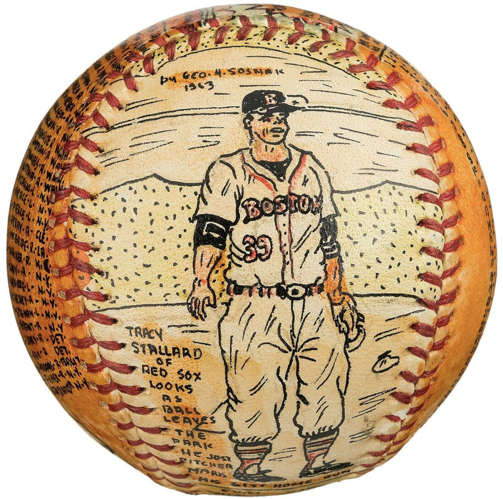 Roger Maris 61 Home Run George Sosnak Hand Painted Folk Art Baseball 1/1 Signed