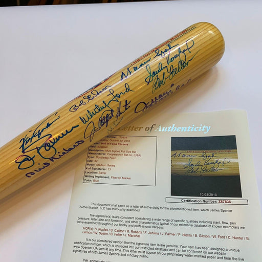 Sandy Koufax Whitey Ford Hall Of Fame Pitching Legends Signed Bat 13 Sigs JSA