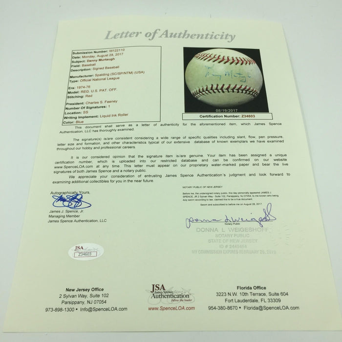 Rare Danny Murtaugh Single Signed National League Baseball With JSA COA Pirates