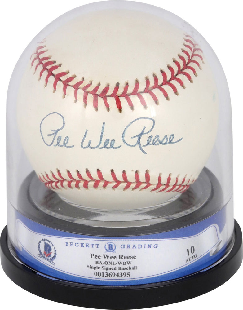 Pee Wee Reese Signed National League Baseball BGS Graded 10 GEM MINT Beckett