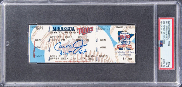 Cal Ripken Jr. 3,000th Career Hit Signed Full Ticket April 15, 2000 PSA 7