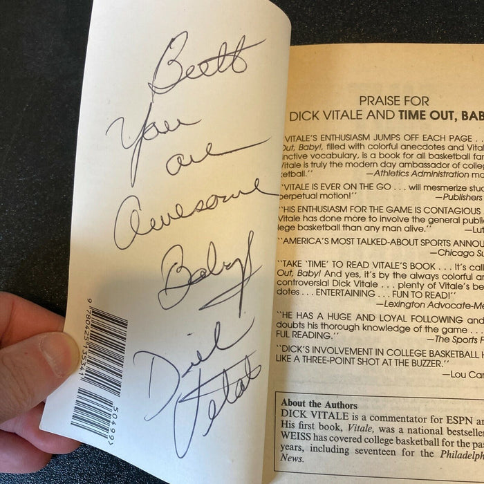Dick Vitale Signed Autographed "Time Out, Baby" Book