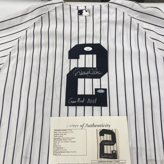 Derek Jeter 2011 Signed Game Used Jersey Photo Matched To 3 Games JSA COA