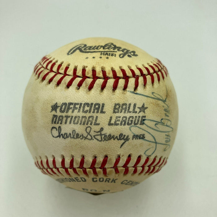 Lou Brock Signed Vintage National League Feeney Baseball Beckett Hologram